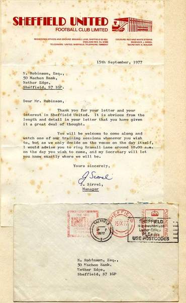 Sheffield united nick robinson letter