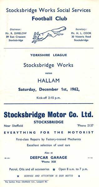 Stockbridge works v hallam 1962 63
